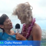 Meeting Kellie Hosaka on windy mountain top of Oahu, Hawaii